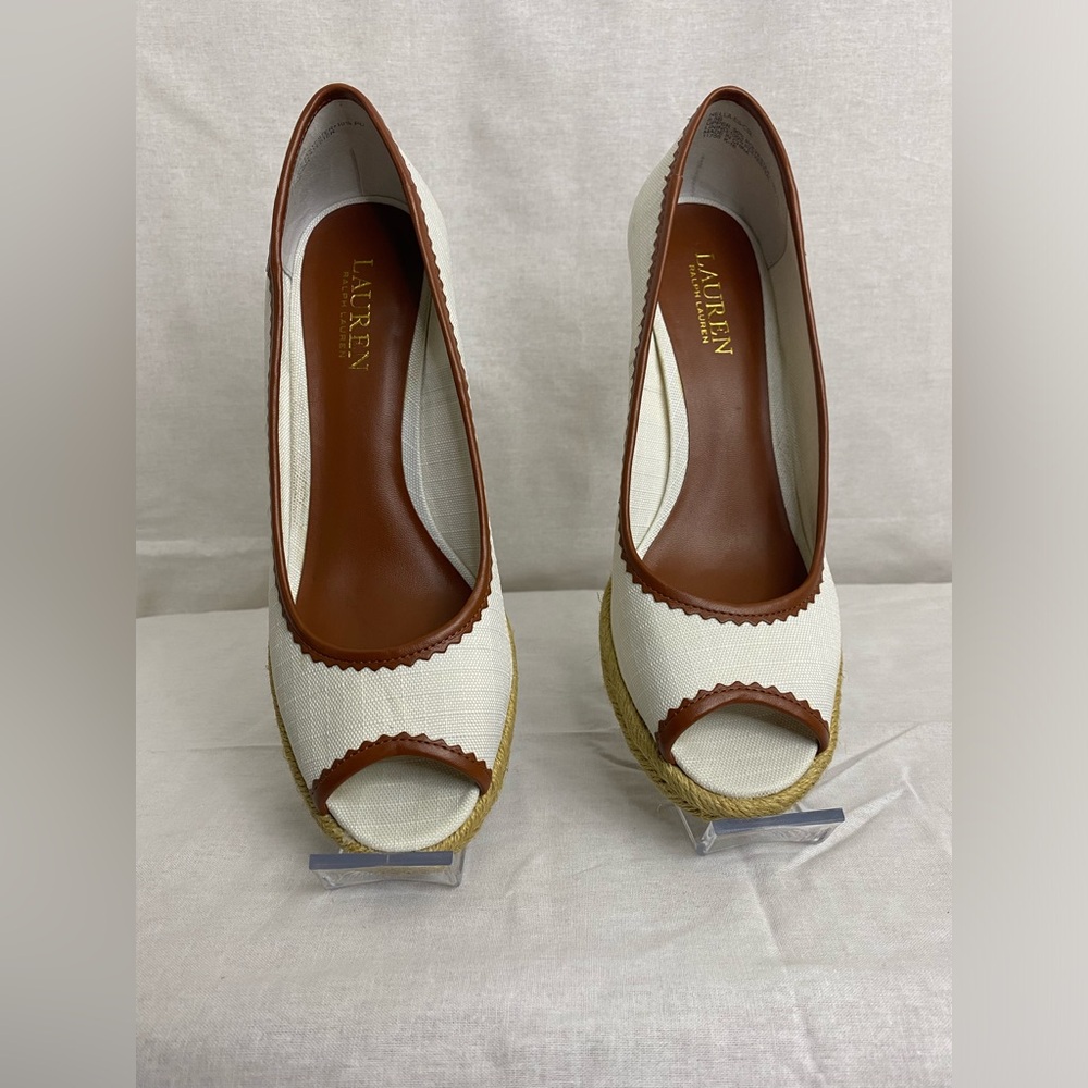 NWT Lauren Ralph Lauren Women's Nella Wedge Size 8.5 in White